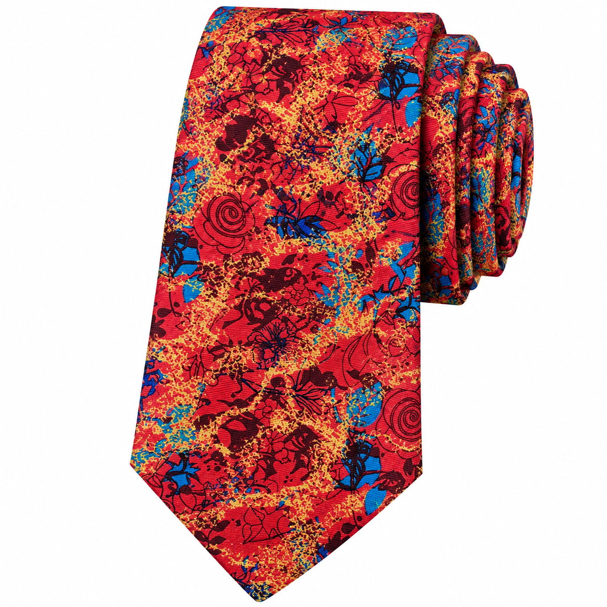 Albetro The Firebird red abstract floral tie detailed view