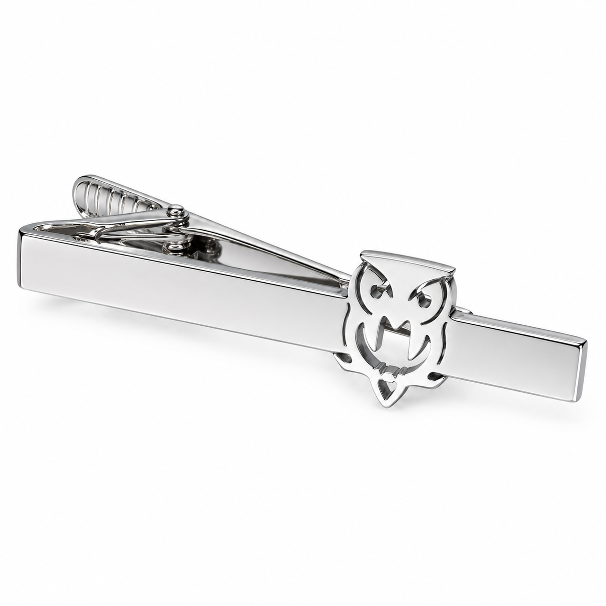 The Night Owl Silver Sentinel Tie Clip - Flat Lay