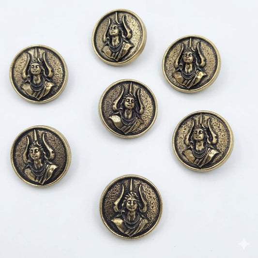 Adiyogi Shiva Brass Button Antique Gold