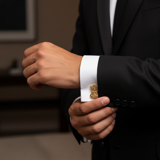 Ashoka Emblem Gold Finish Cufflinks