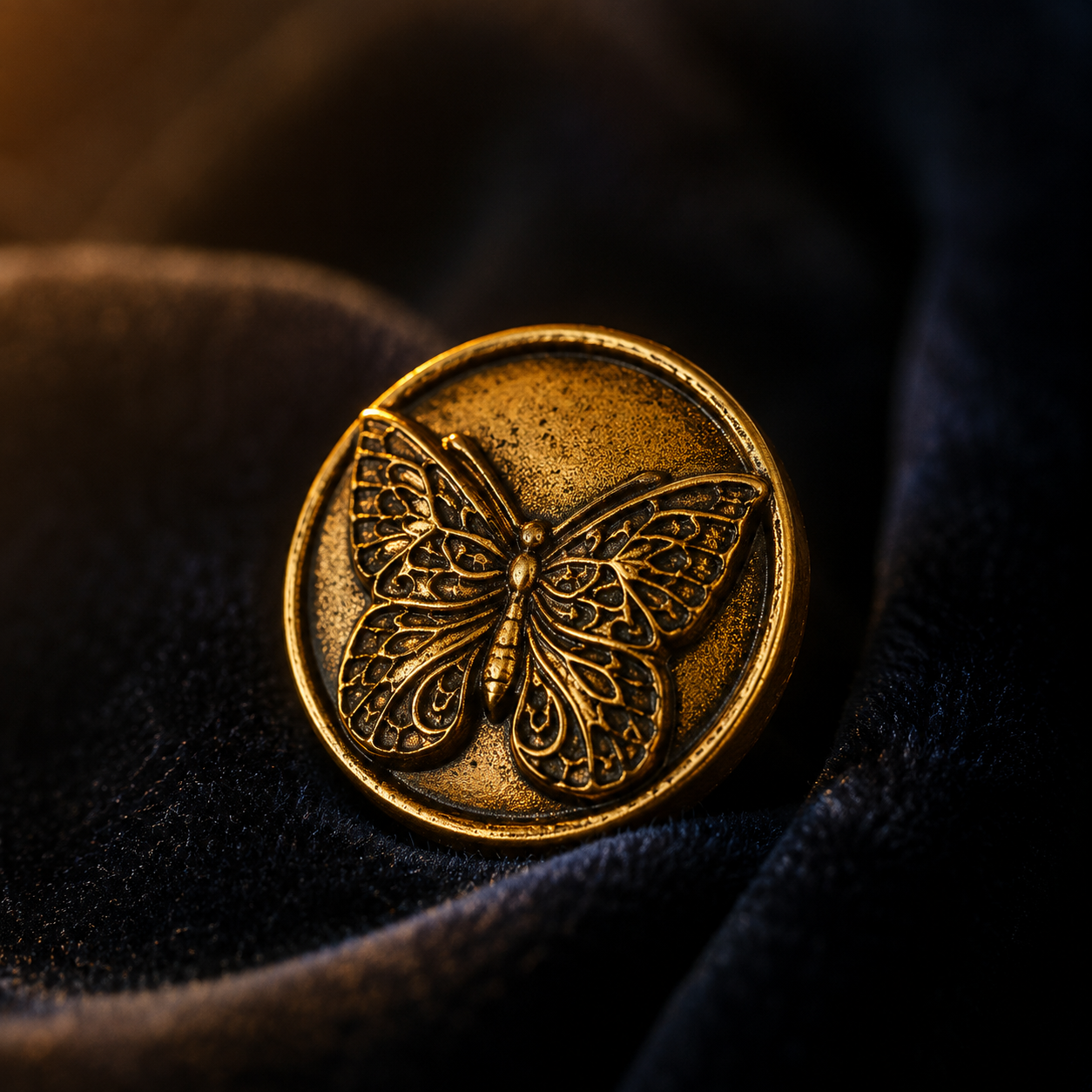 Butterfly Brass Buttons — Antique Gold Filigree Wings