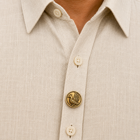 Nritya Peacock Button Cover – Gold Antique Finish