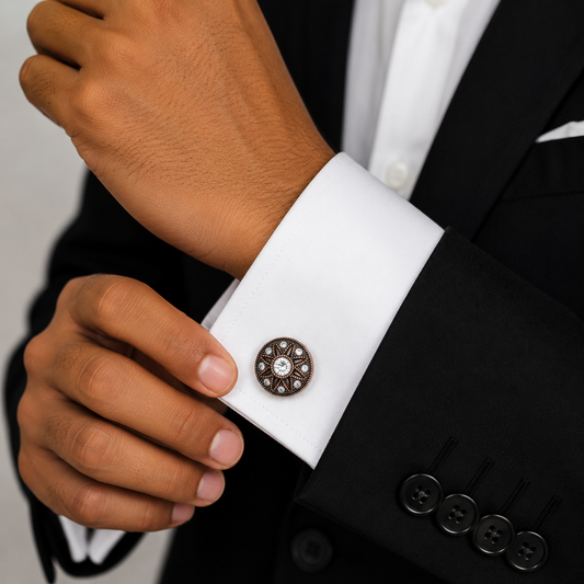 Antique Bronze Star Crystal Cufflinks