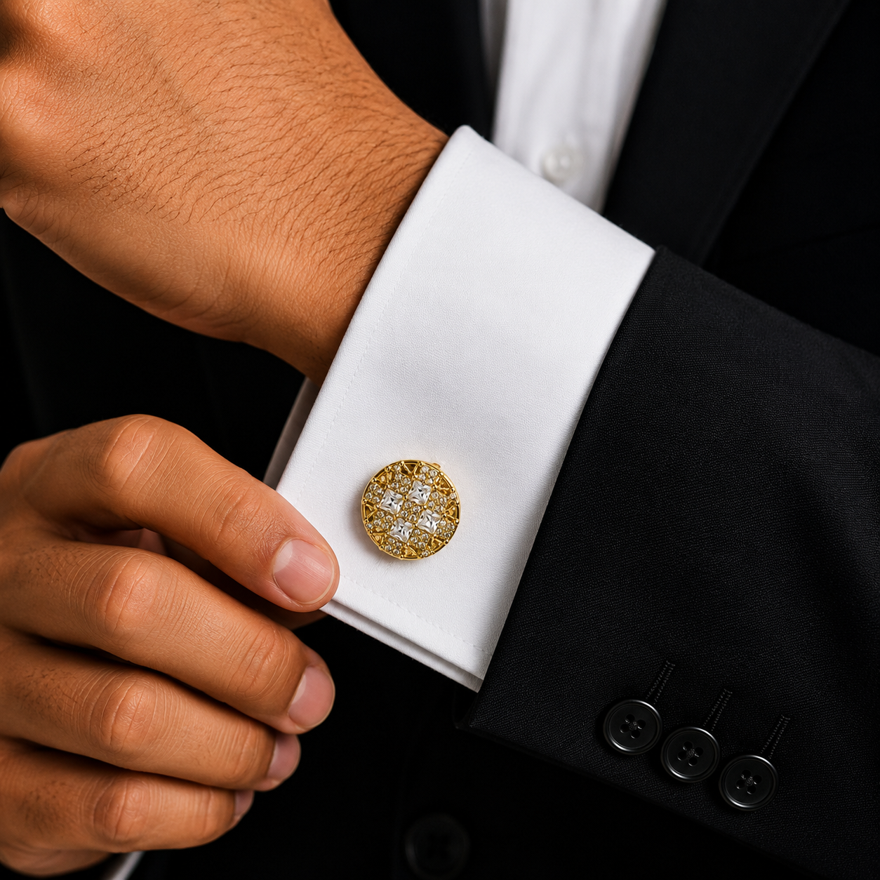 Royal Crystal Gold Cufflinks