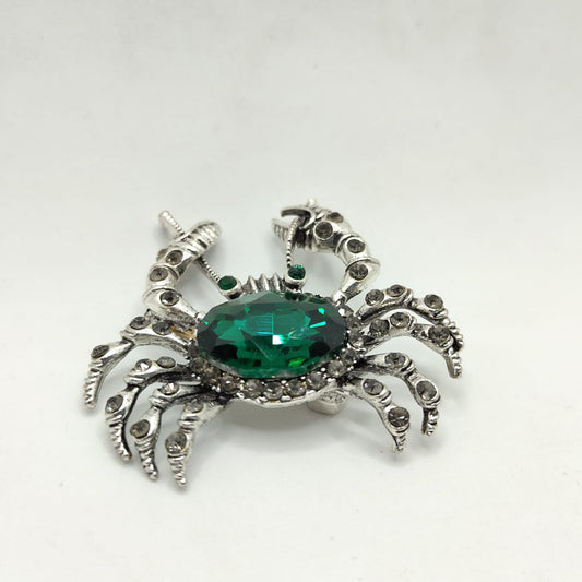 Emerald Crystal Crab Brooch
