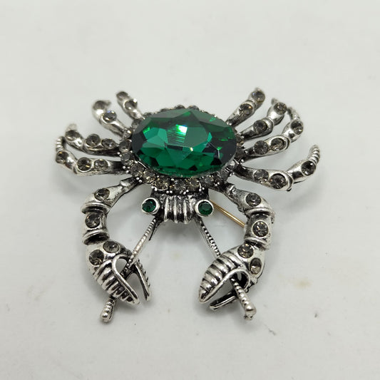 Emerald Crystal Crab Brooch