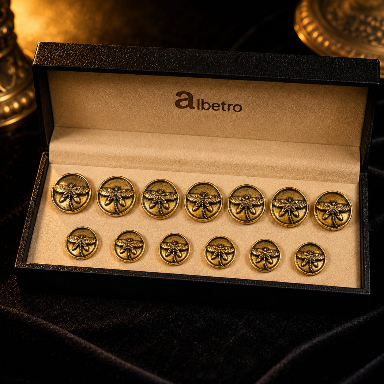 Dragonfly Brass Buttons — Antique Gold