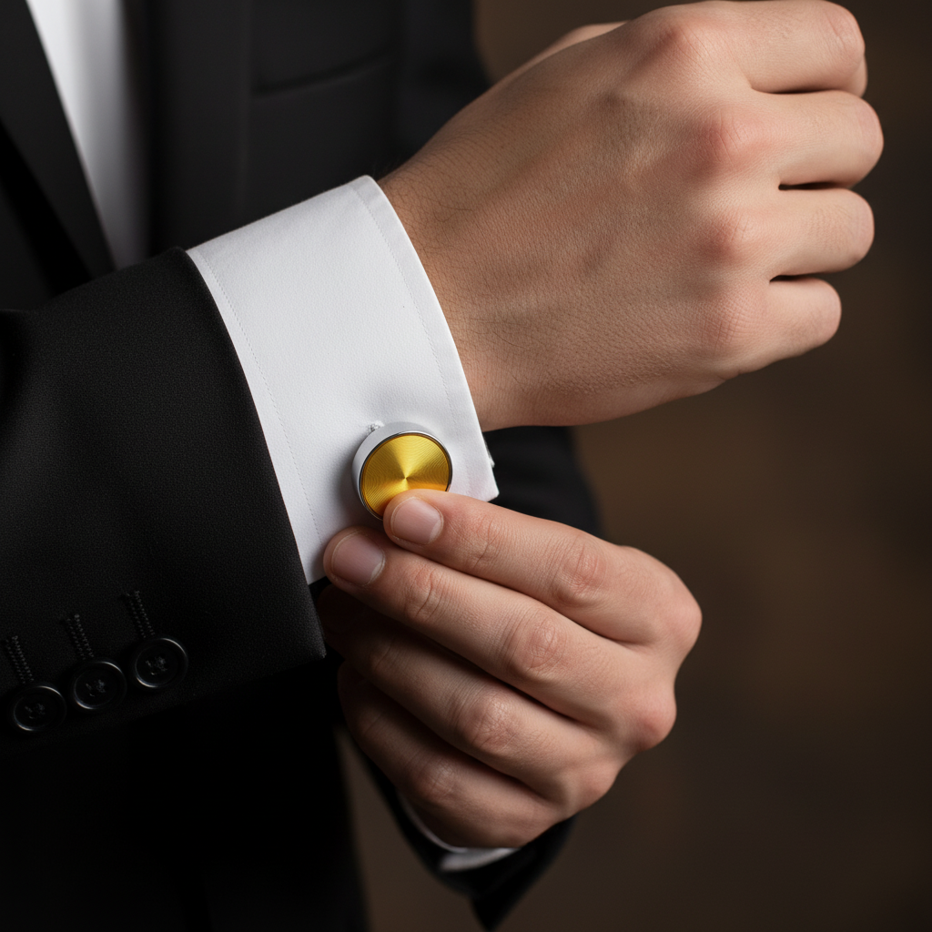 Golden Classic Round Cufflinks