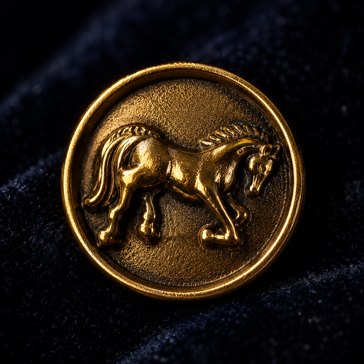 Veer Ashwa Brass Buttons — Antique Gold Galloping Horse