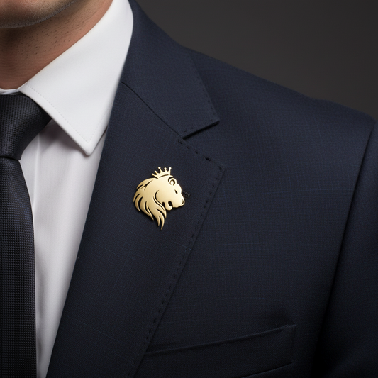 Regal Lion Crown Brooch