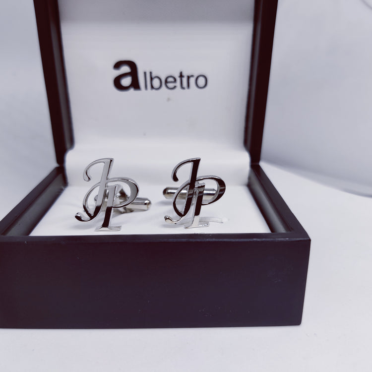 JP double initial silver cufflinks