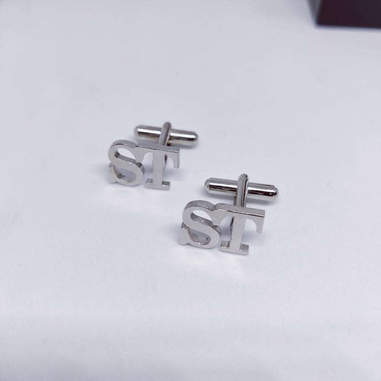 ST Double Initial Silver Cufflinks