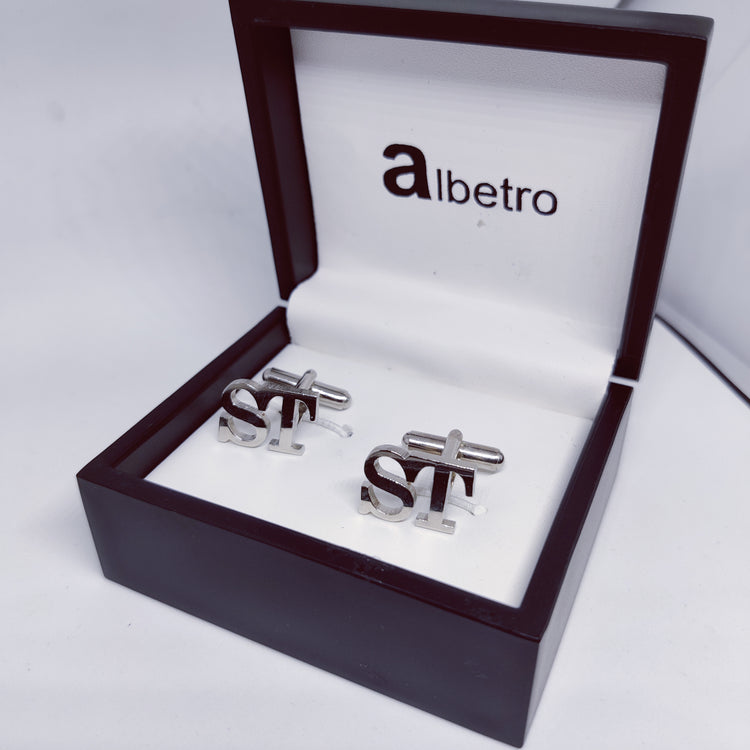 ST Double Initial Silver Cufflinks