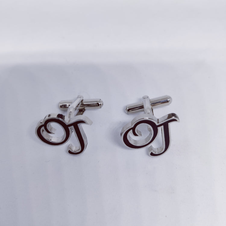 OJ double initial enamel cufflinks