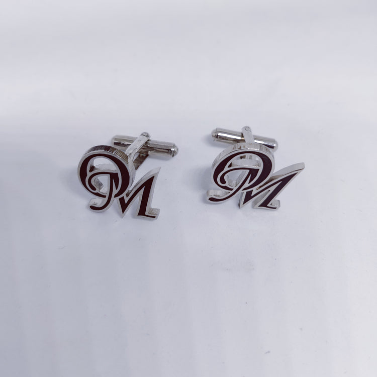 OM double initial enamel cufflinks