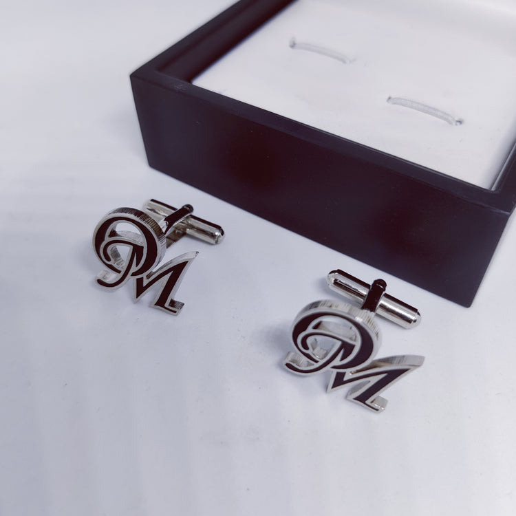 OM double initial enamel cufflinks