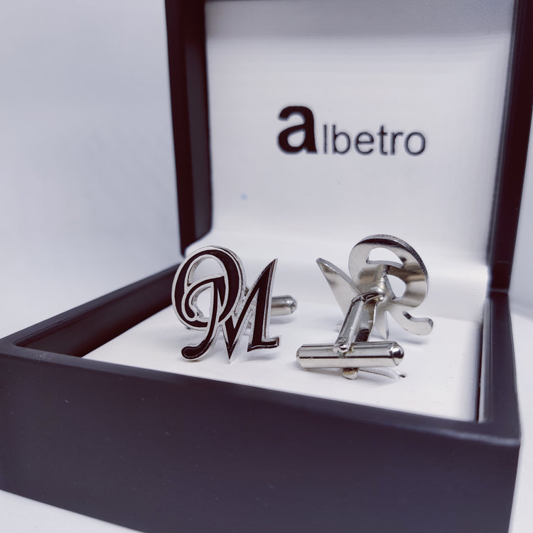 OM double initial enamel cufflinks