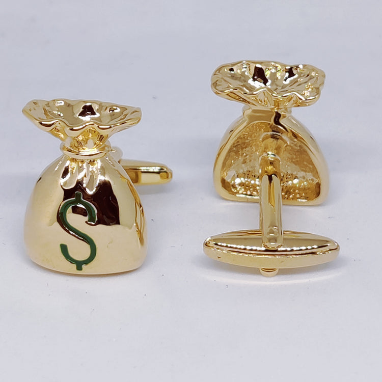 Gold Money Bag Cufflinks