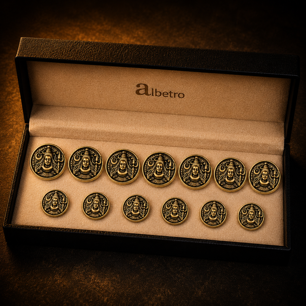 Mahadev Button — Antique Gold