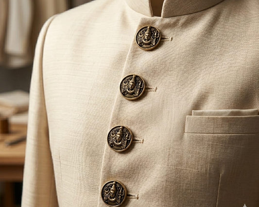 Mahadev Shiva Brass Button Antique Gold