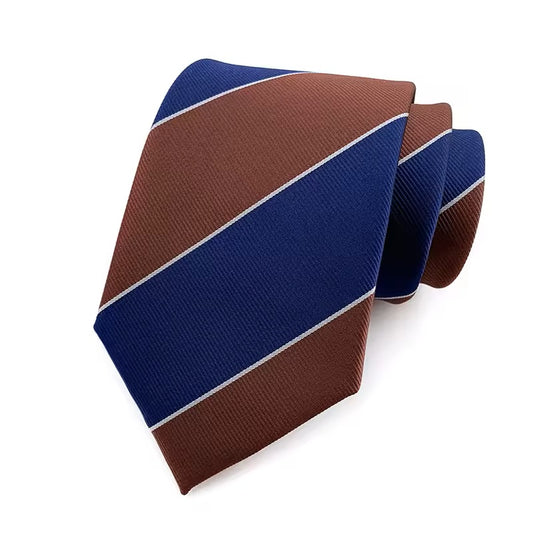 Monarch Navy & Mocha Stripe Necktie