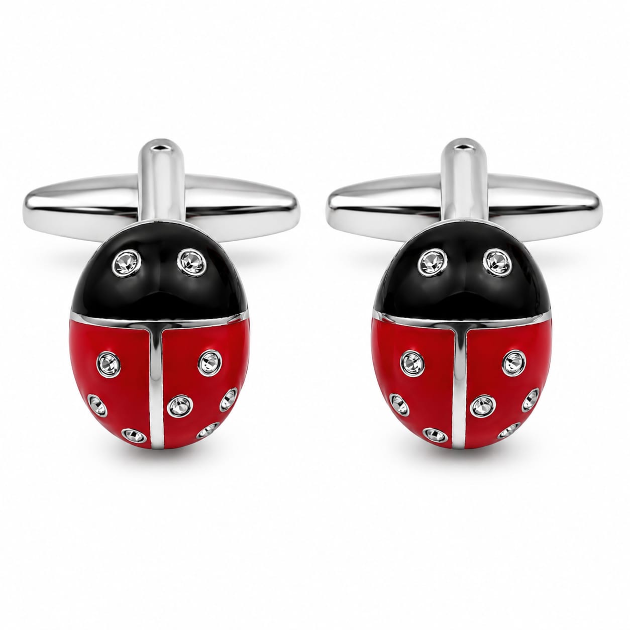 Red Ladybug Crystal Cufflinks