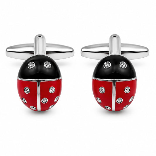 Red Ladybug Crystal Cufflinks