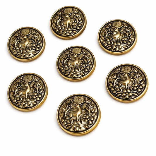 brass buttons with deer