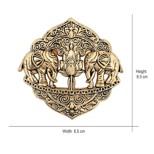 Royal Twin Elephant Lotus Crest Brooch