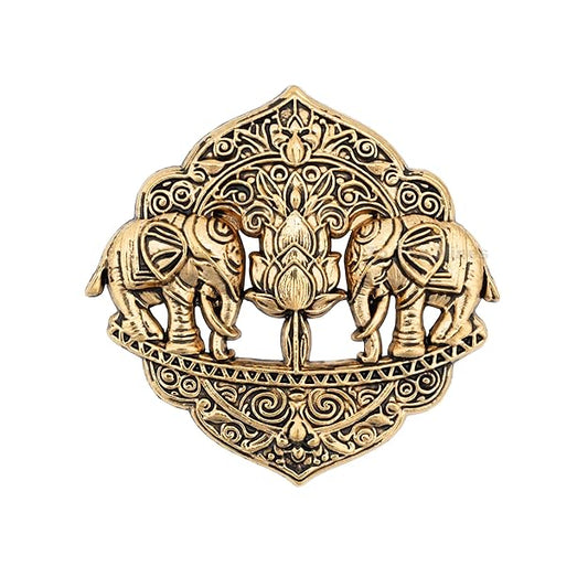 Royal Twin Elephant Lotus Crest Brooch