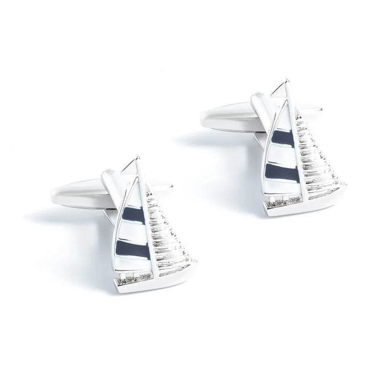 White and Blue Enamel Sailing Yacht Cufflinks