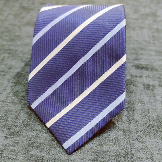 8cm Blue White Stripe Tie