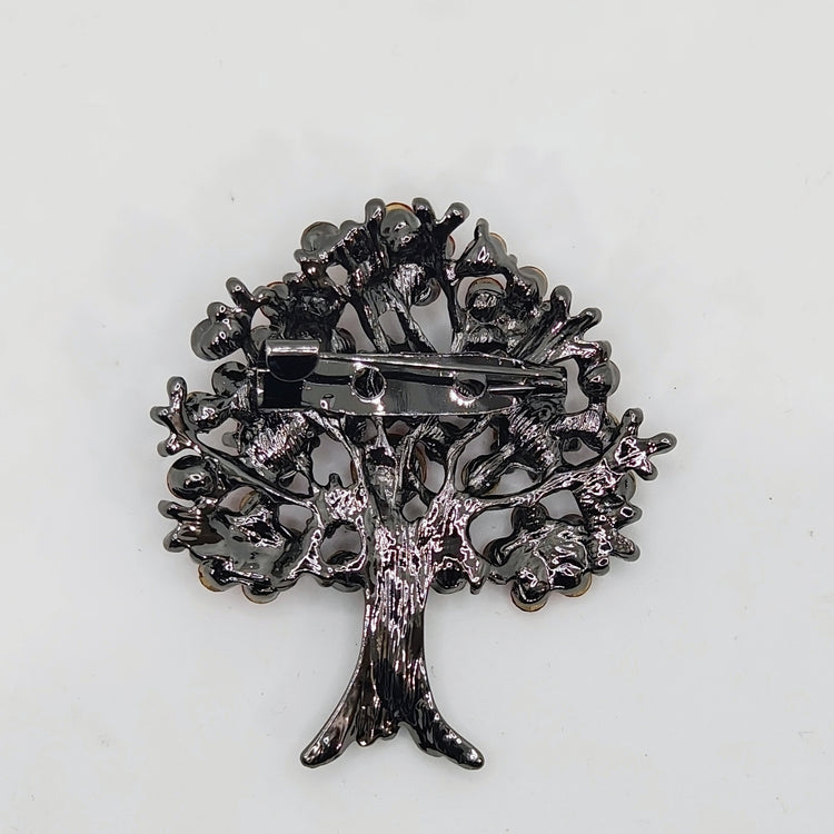 Tree of Life Red Crystal Brooch