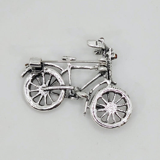 Red Crystal Bicycle Brooch