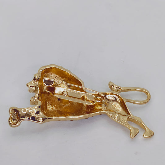 Gold Tone Lion Brooch