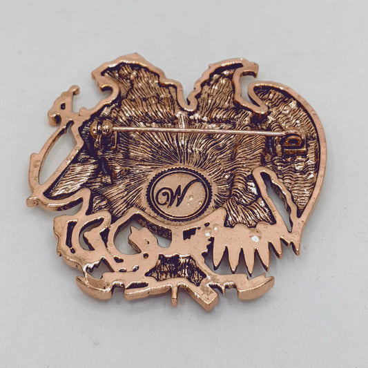 Antique Eagle Copper Craved Brooch