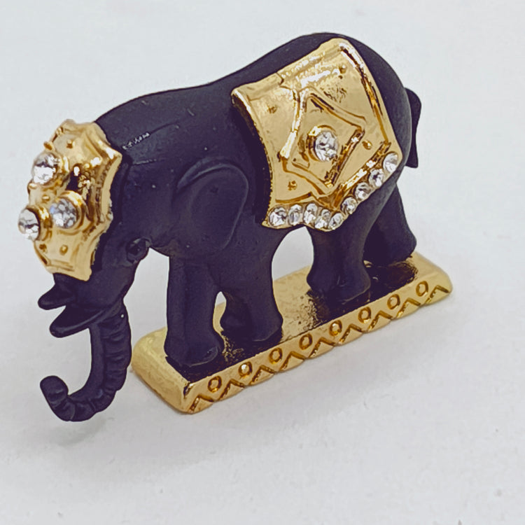 Vintage Matt Black Elephant Brooch