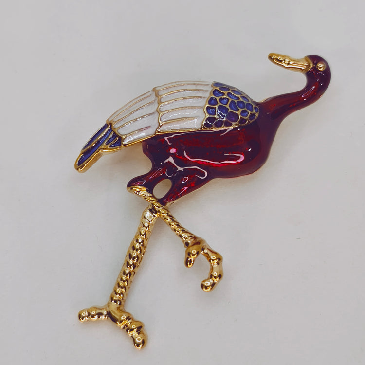Elegant Crane Vintage Brooch