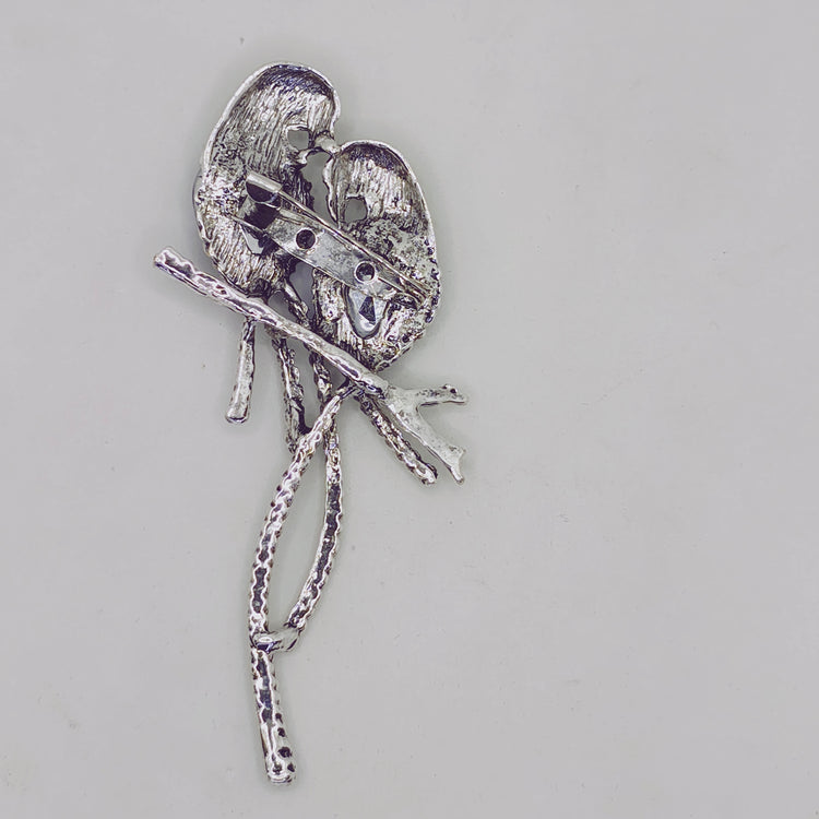 Blue Crystal Birds Brooch