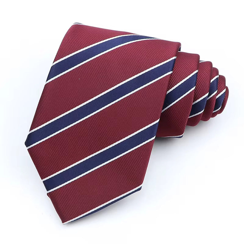 8cm Burgundy & Navy Striped Necktie