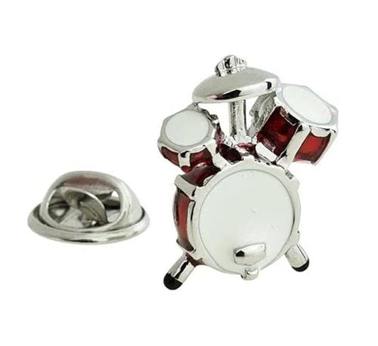Mini Drum Set Brass Lapel Pin
