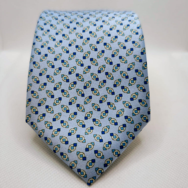 Sky Blue Geometric Motif Necktie