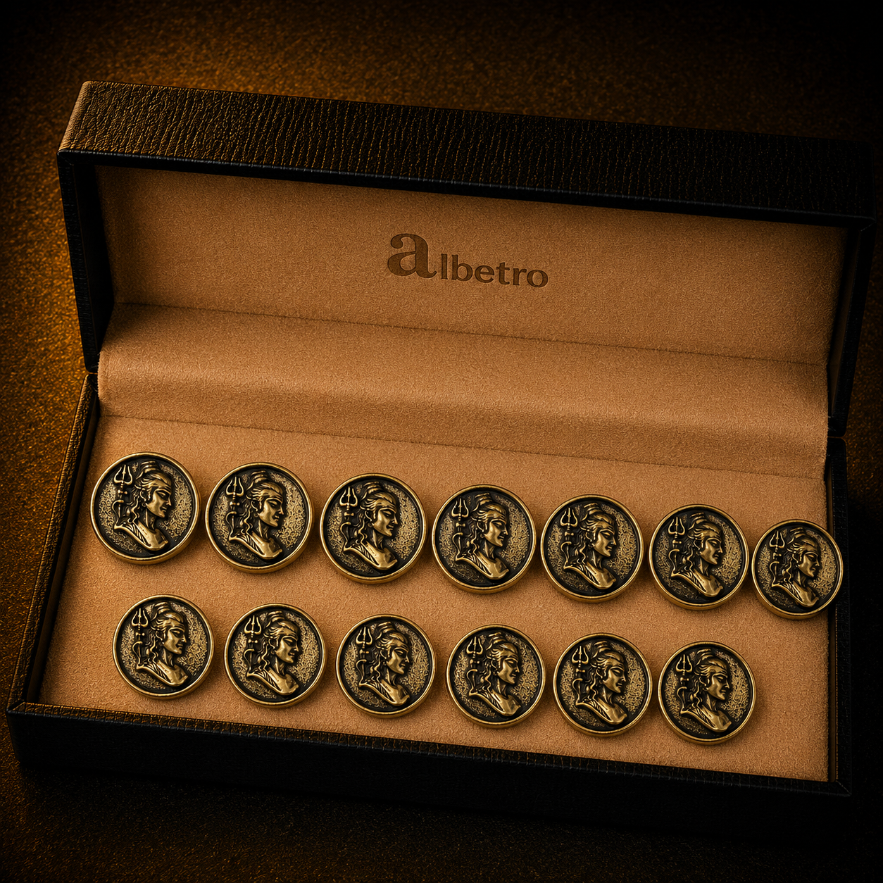 Shiva Profile Button — Antique Gold