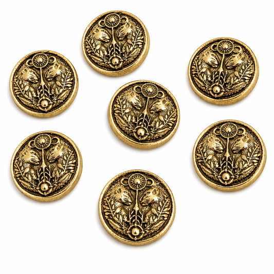 Twin Panther Royale Button — Antique Gold