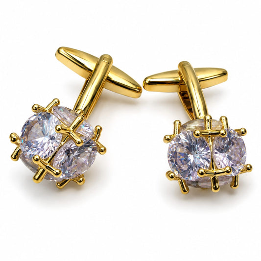 Lavender Cubic Zirconia Crown Cufflinks