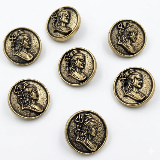 Shiva Profile Button — Antique Gold