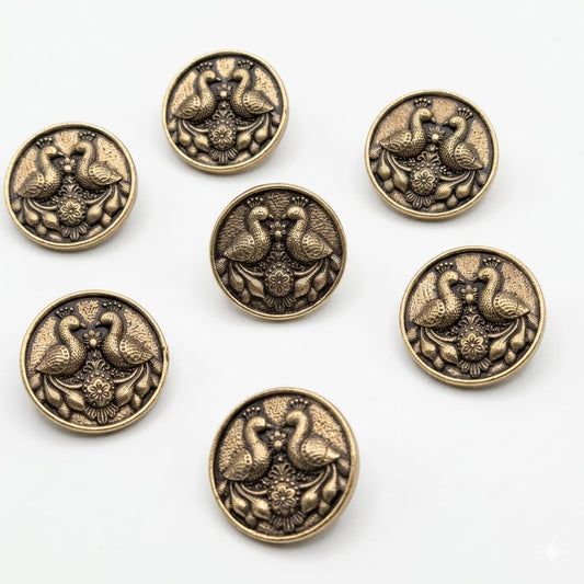 peacock brass button antique gold