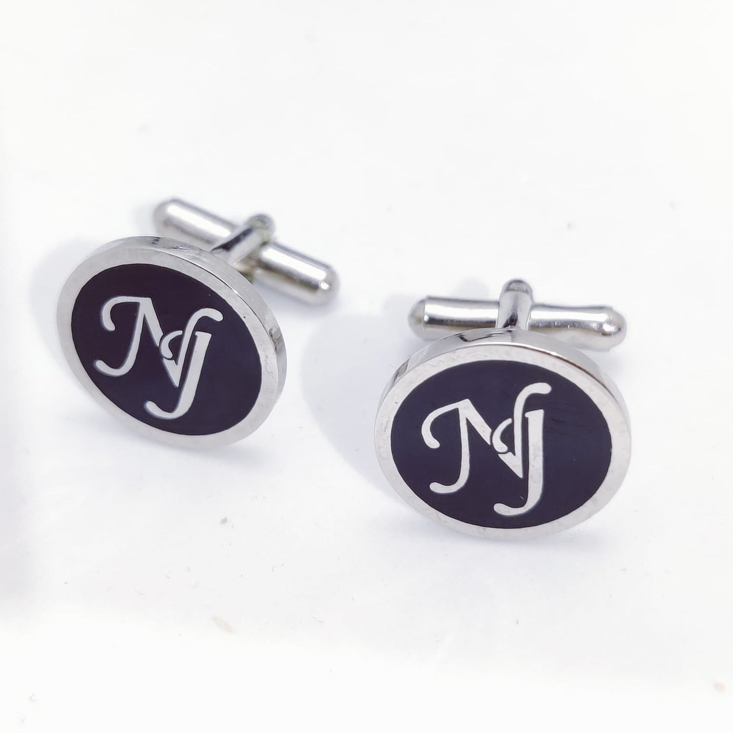 NJ initial monogram cufflinks