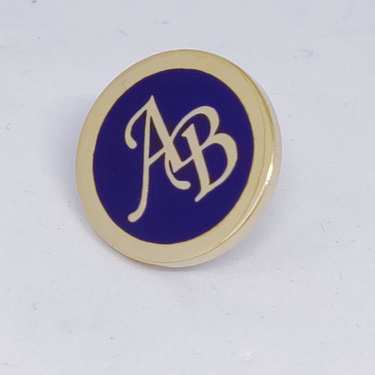 AB initial monogram lapel pin