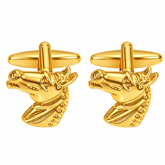 Stable Horse Cufflinks Gold Tone Head Mustang Cufflinks